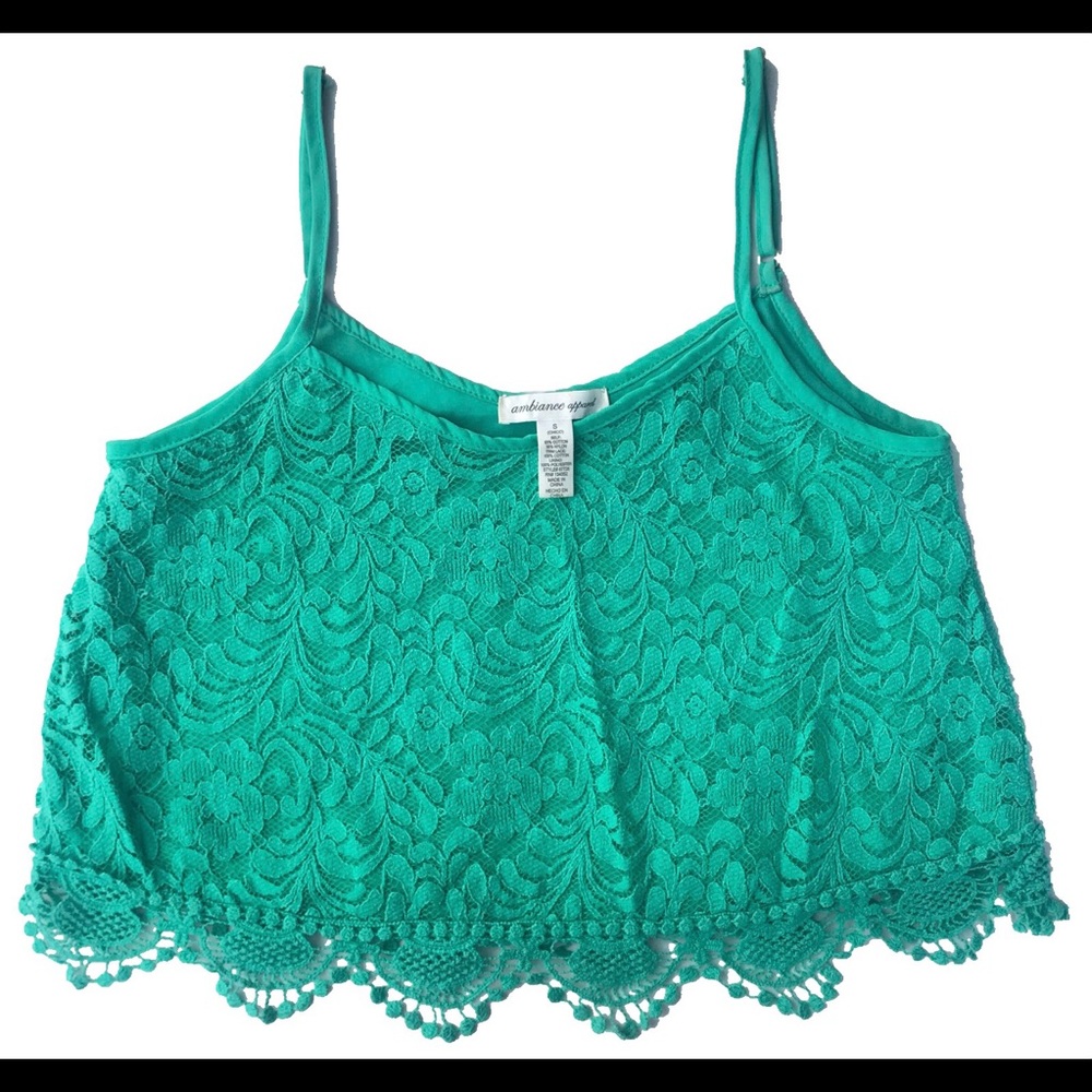Teal knitted crop top tank